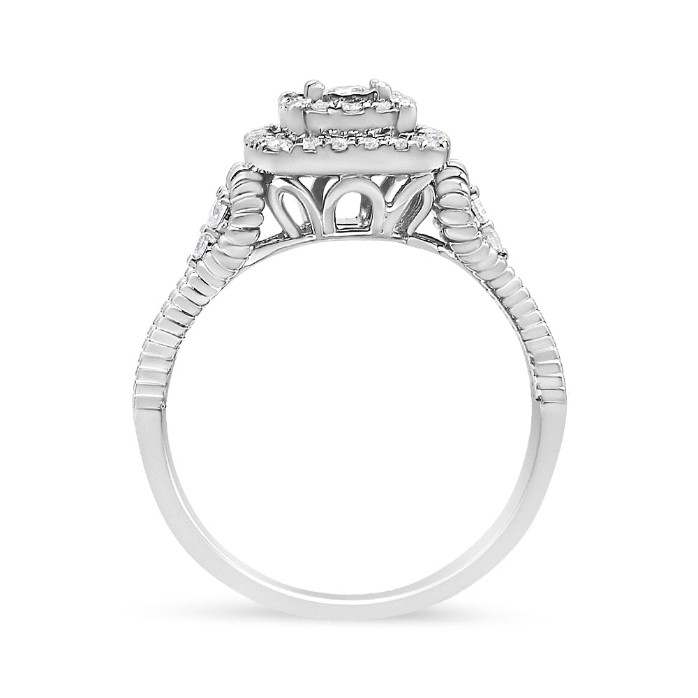 Anillo de cóctel de plata de ley .925 con diamante de talla redonda de 1/3 Cttw en montura tipo milagro (color H-I, claridad I1-I2) - Talla 7