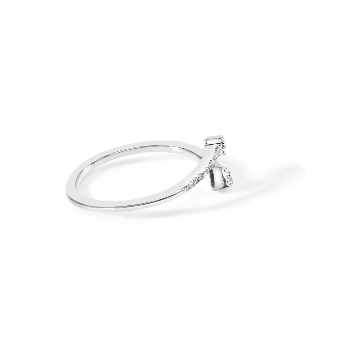 Anillo abierto de doble punta de flecha de plata de ley .925 con diamante de 1/5 Cttw (color I-J, claridad I2-I3) - Talla 6