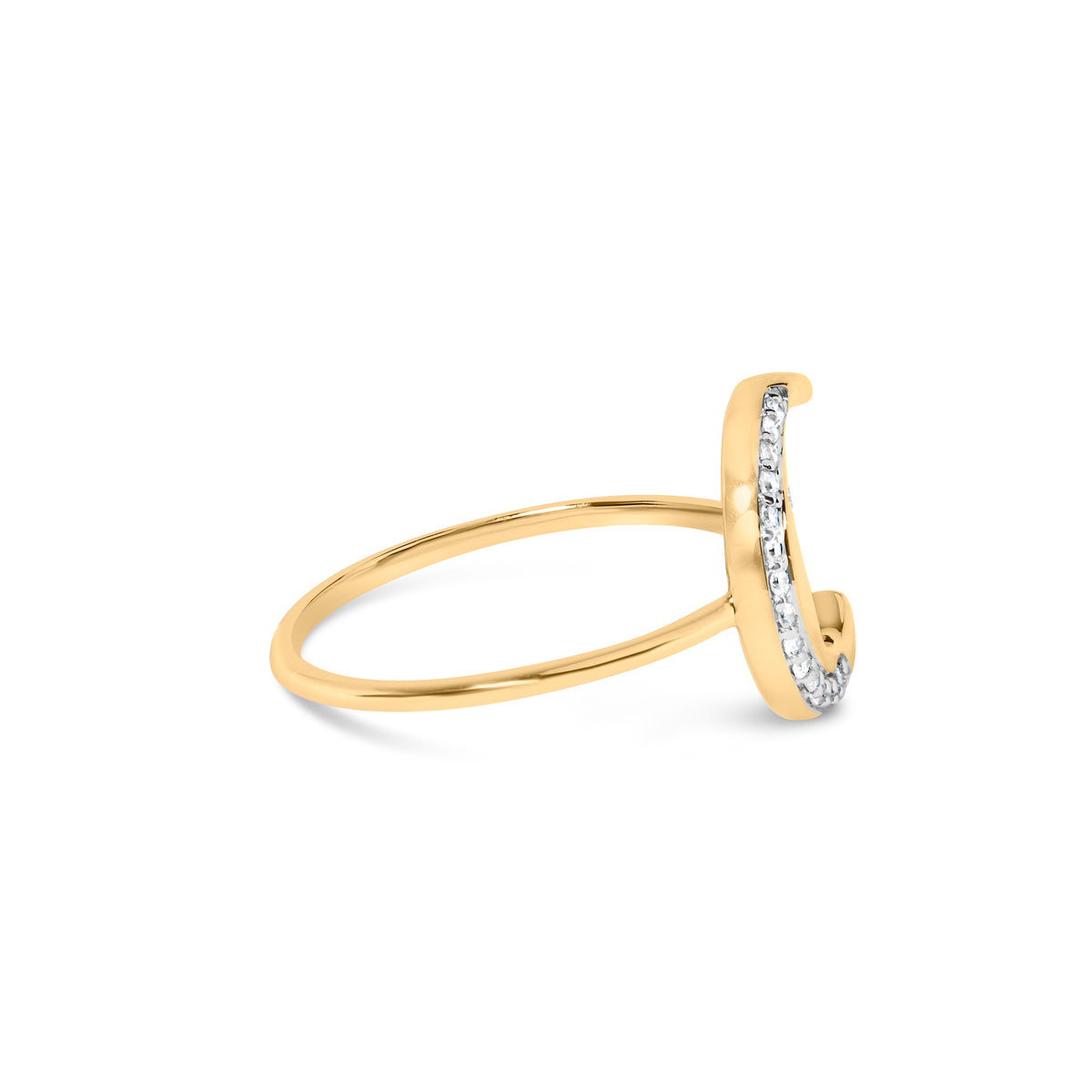 Anillo de luna creciente de oro amarillo de 10K con diamante de 0,10 Cttw (color I-J, claridad I1-I2) - Talla 6