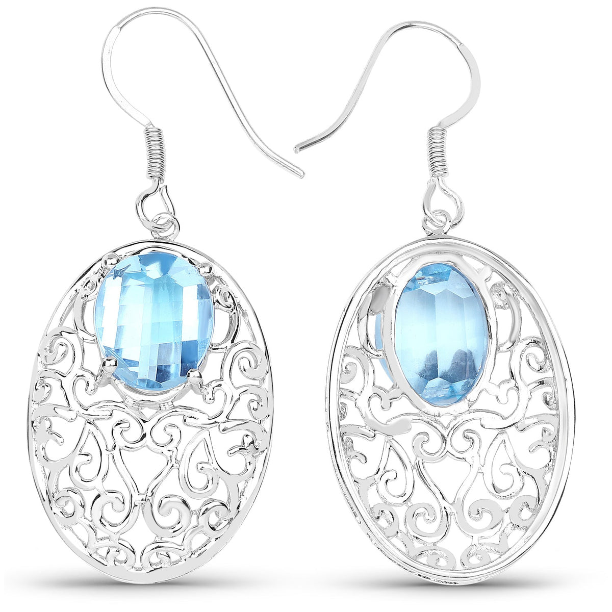 Pendientes de Plata de Ley .925 con Topacio Azul Genuino de 10.72 Quilates