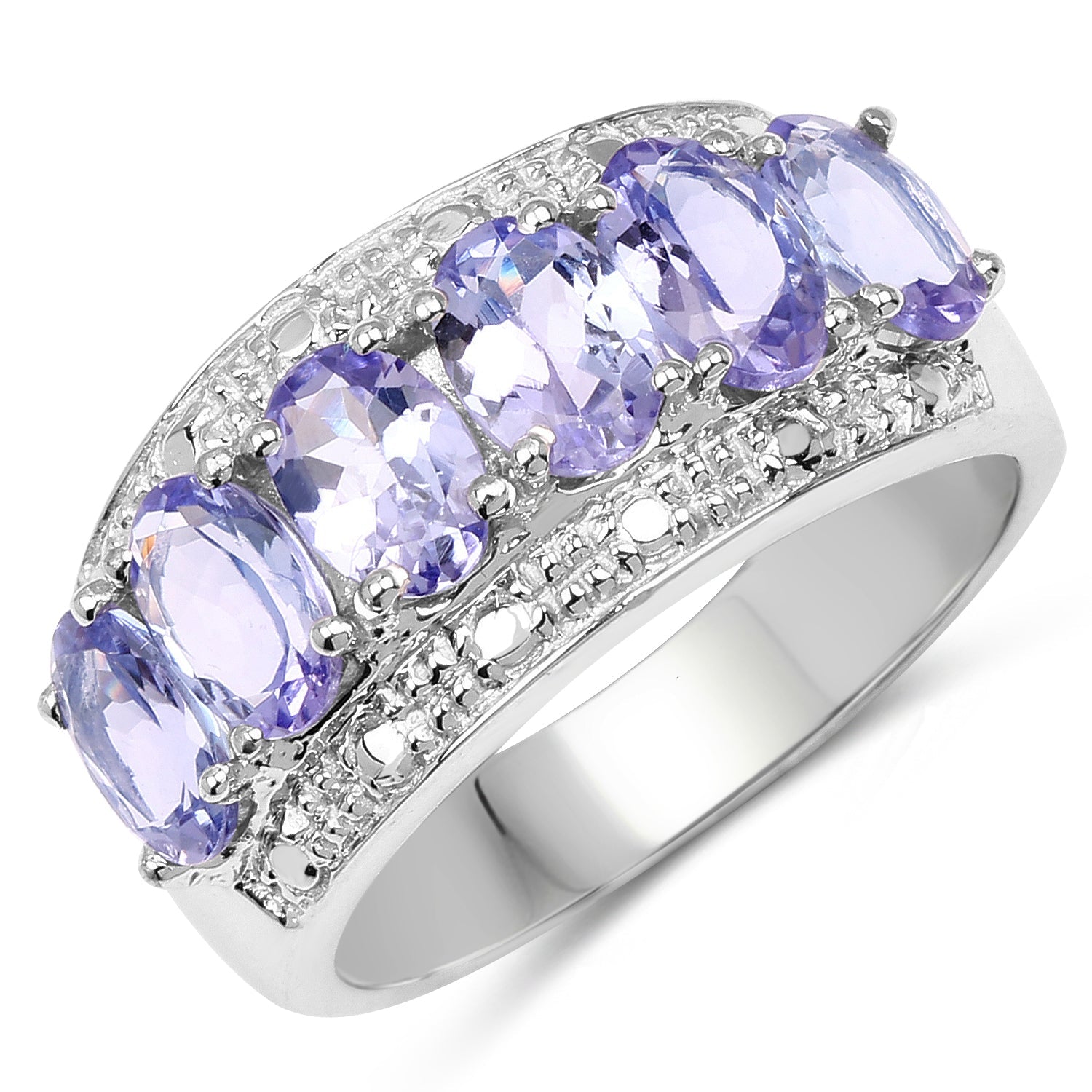Anillo de plata de ley .925 con tanzanita genuina de 2.64 quilates