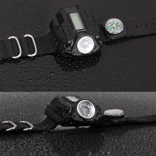 Watch with LED Flashlight - Time Display and Compass - Waterproof