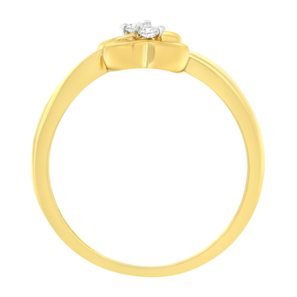 14KT Yellow Gold 1/20 ctw. Dual Heart Diamond Ring (K-L, I1-I2) - Size 7