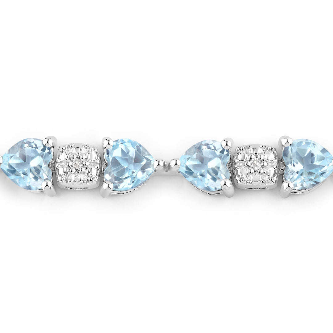 11.10 Carat Genuine Blue Topaz and White Diamond .925 Sterling Silver Bracelet