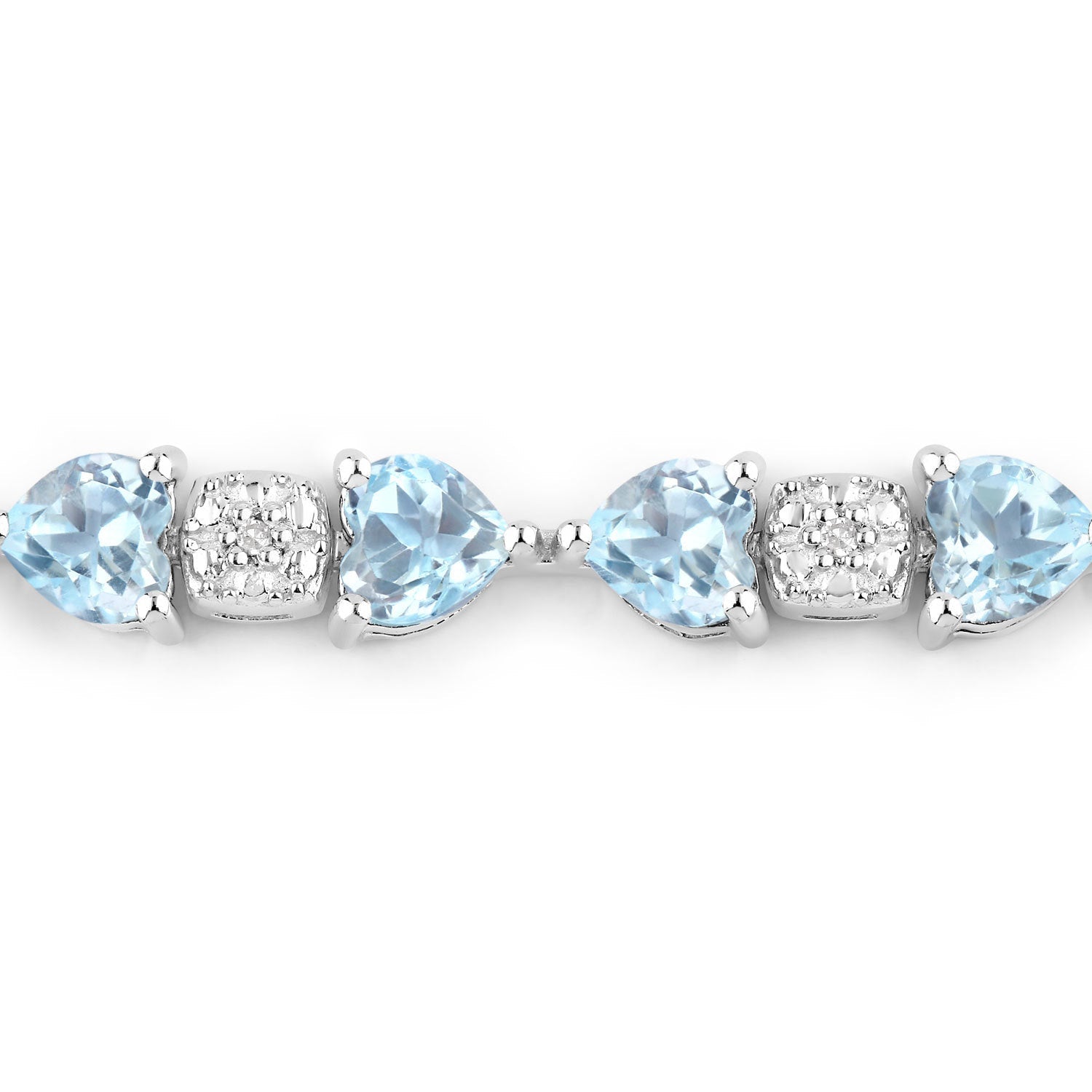 Pulsera de plata de ley .925 con topacio azul auténtico y diamantes blancos de 11,10 quilates