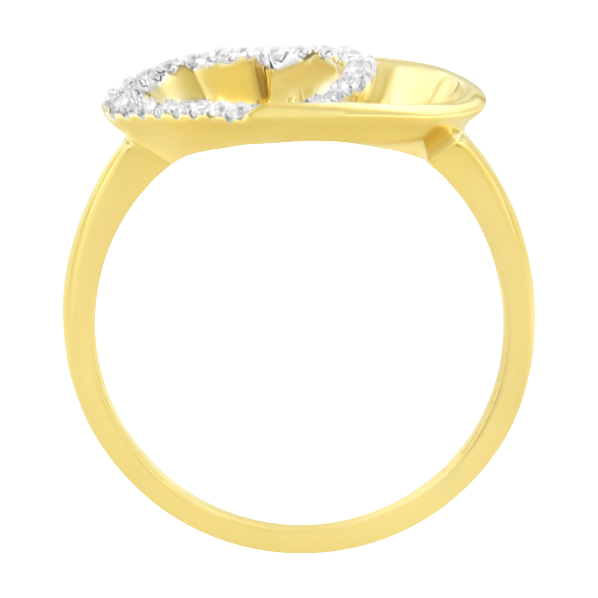 Anillo de oro amarillo de 14 quilates con forma de corazón con diamantes de 0,10 qt. (K-L, I1-I2) - Talla 7