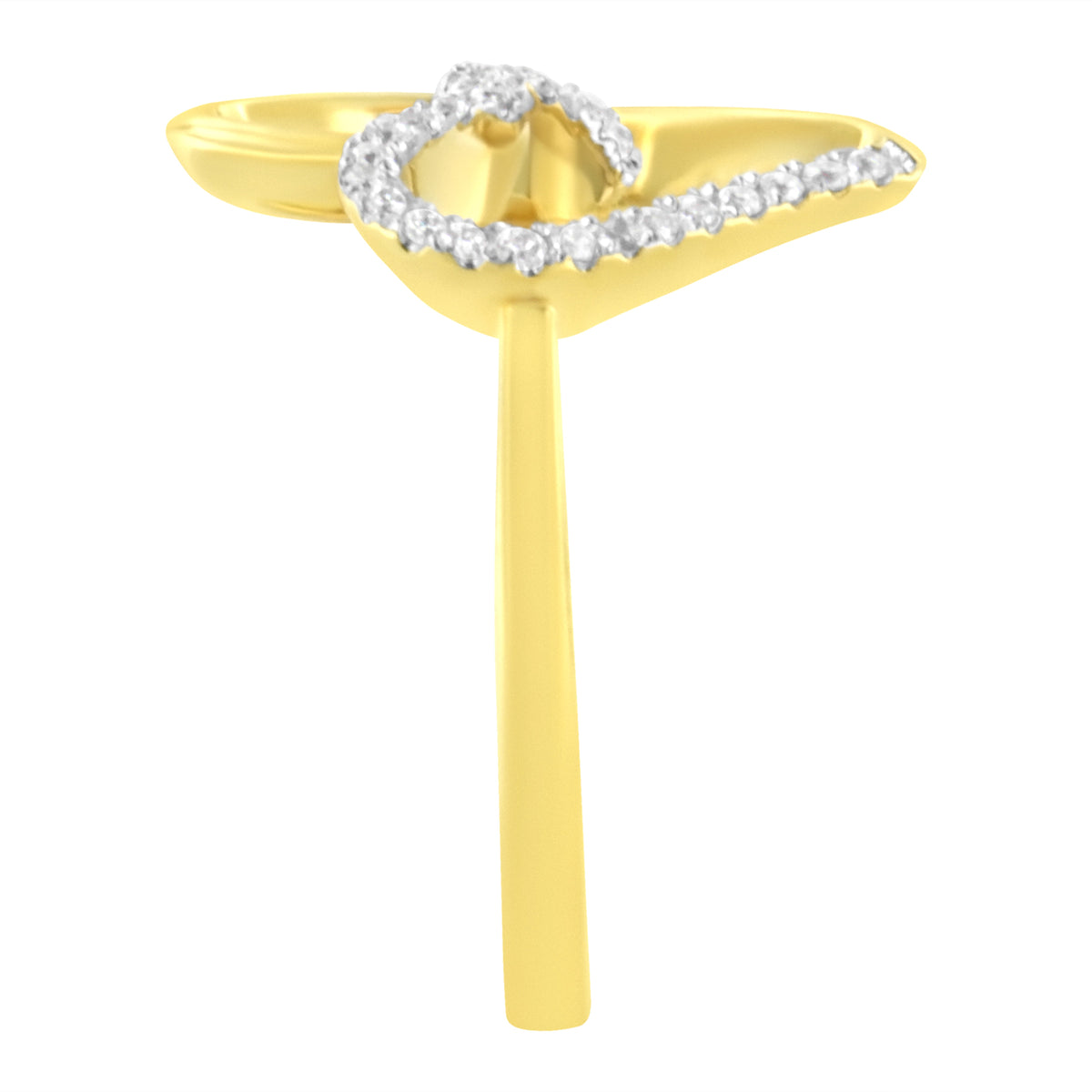 Anillo de oro amarillo de 14 quilates con forma de corazón con diamantes de 0,10 qt. (K-L, I1-I2) - Talla 7