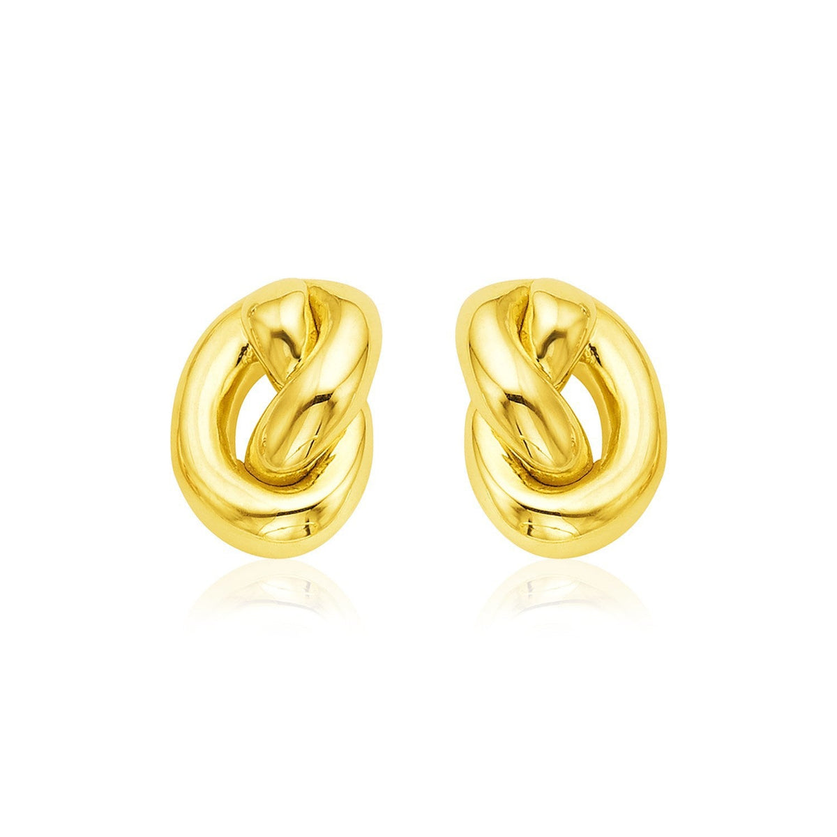Pendientes de Nudo Pulido de Oro Amarillo de 14k