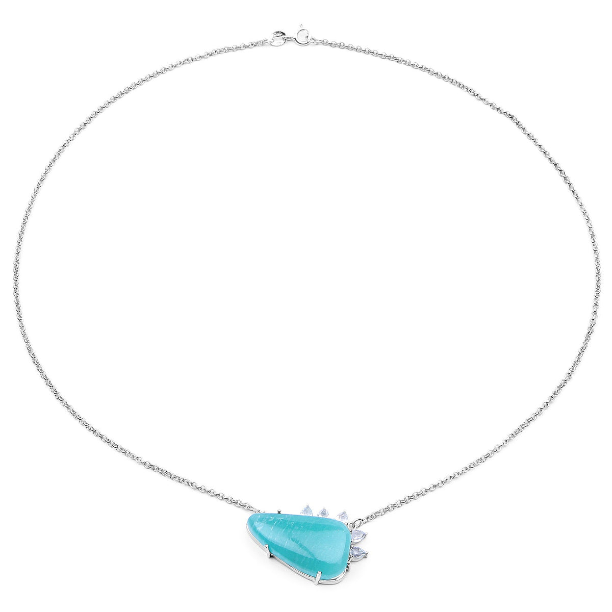 Colgante de plata de ley .925 con topacio blanco y amazonita genuina de 13,41 quilates