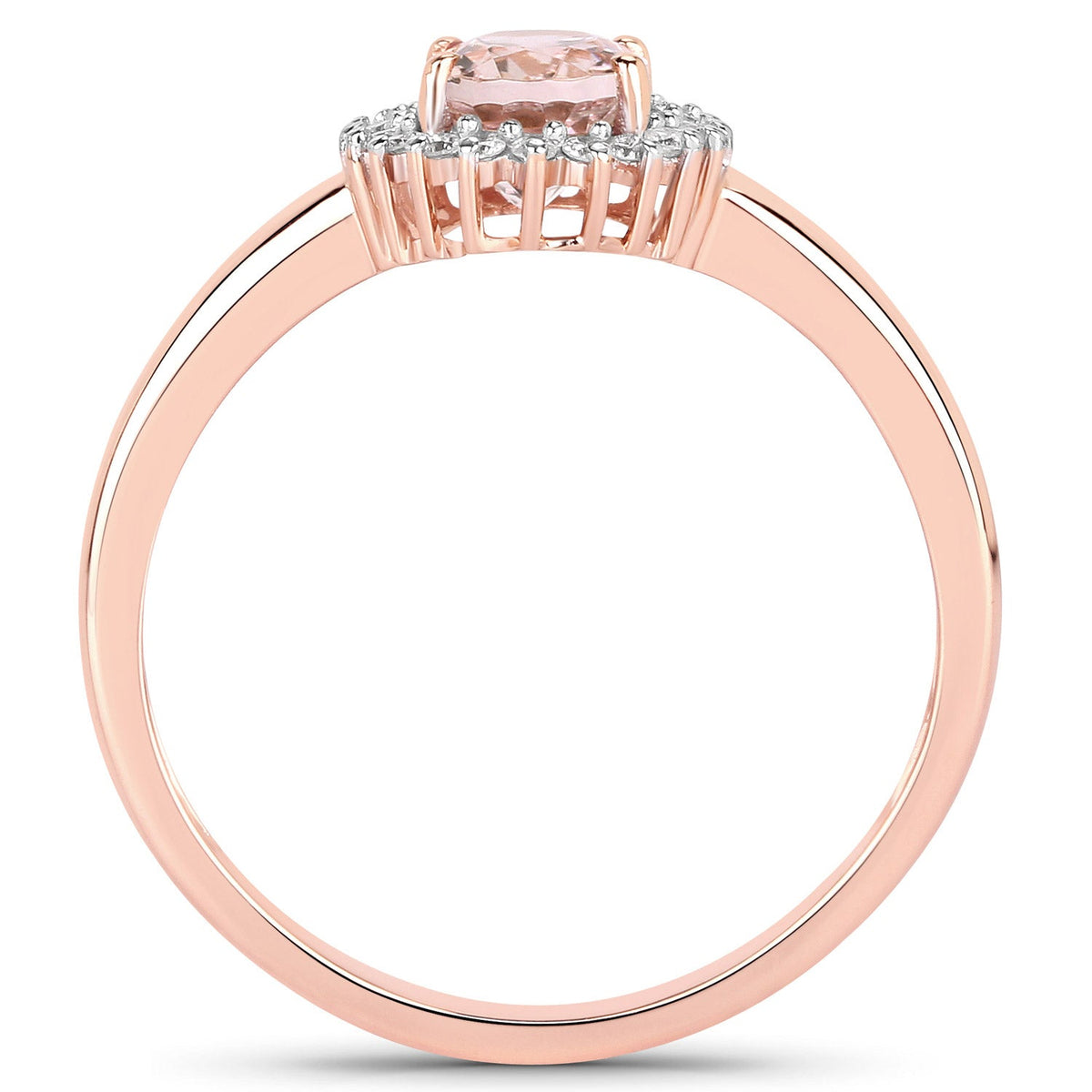 Anillo de Oro Rosa de 14K con Morganita Genuina de 0,81 Quilates y Diamantes Blancos - imagen 2 de 15