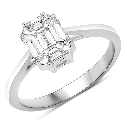 Anillo de oro blanco de 18 quilates con diamante blanco genuino de 0,48 quilates