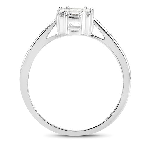 Anillo de oro blanco de 18 quilates con diamante blanco genuino de 0,48 quilates