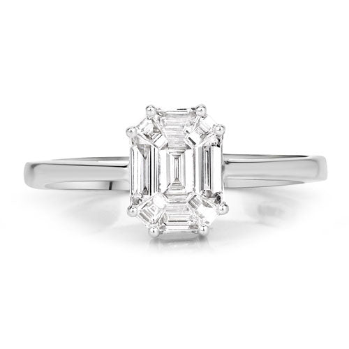 Anillo de oro blanco de 18 quilates con diamante blanco genuino de 0,48 quilates