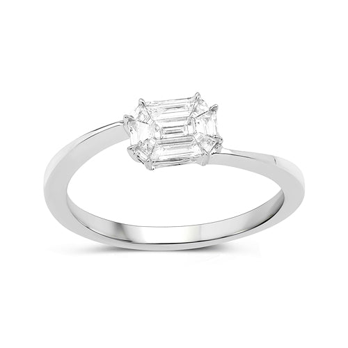Anillo de 0,33 quilates de oro blanco de 18 quilates con diamante blanco auténtico (color F-G, claridad VVS-VS)