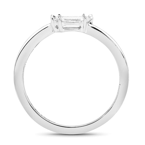 Anillo de 0,33 quilates de oro blanco de 18 quilates con diamante blanco auténtico (color F-G, claridad VVS-VS)