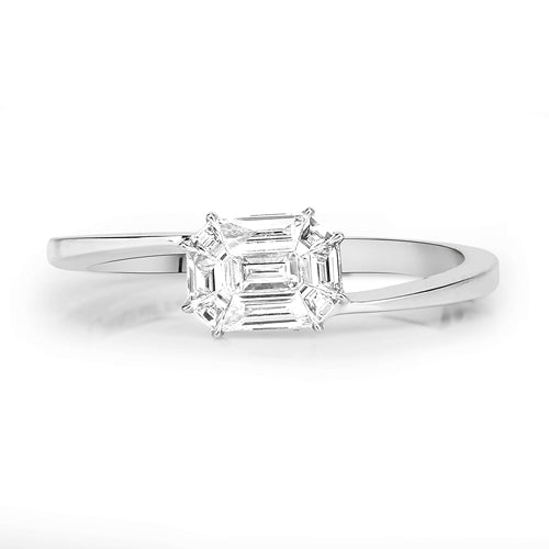 Anillo de 0,33 quilates de oro blanco de 18 quilates con diamante blanco auténtico (color F-G, claridad VVS-VS)