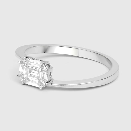 Anillo de 0,33 quilates de oro blanco de 18 quilates con diamante blanco auténtico (color F-G, claridad VVS-VS)
