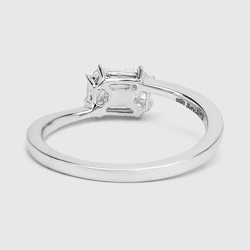 Anillo de 0,33 quilates de oro blanco de 18 quilates con diamante blanco auténtico (color F-G, claridad VVS-VS)
