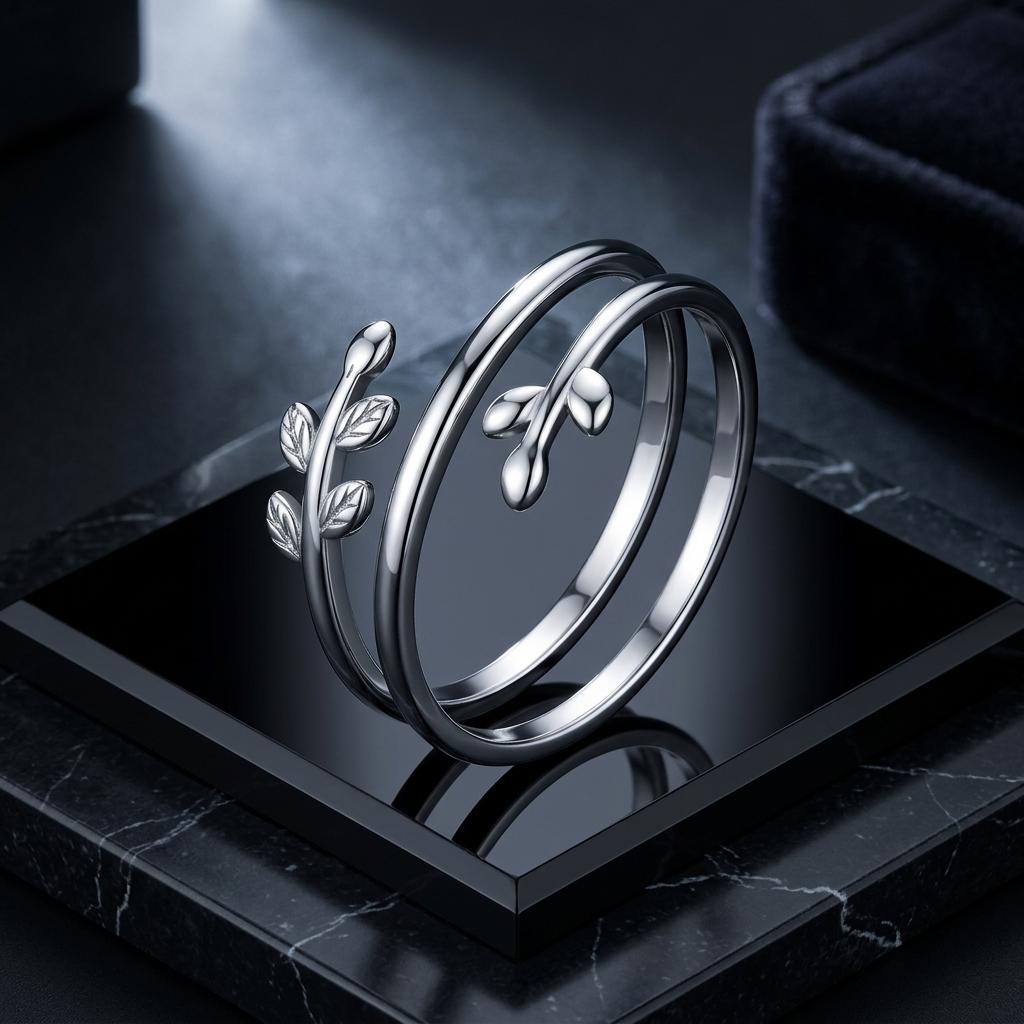 Anillo de plata de ley 925 oxidada para mujer