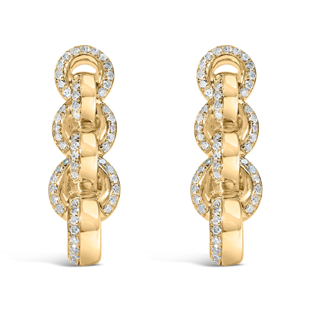 14K Yellow Gold Plated .925 Sterling Silver 1/2 Cttw Diamond Chain Link Drop Earrings (H-I Color, I1-I2 Clarity)