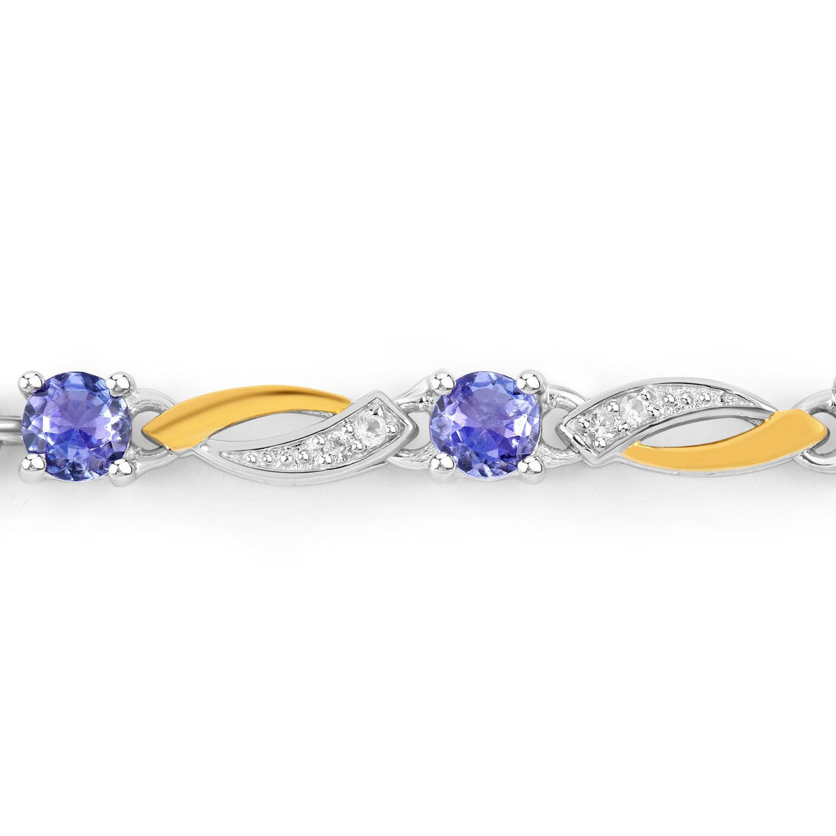 Pulsera de 0,77 quilates de tanzanita genuina y zafiro blanco de plata de ley 925