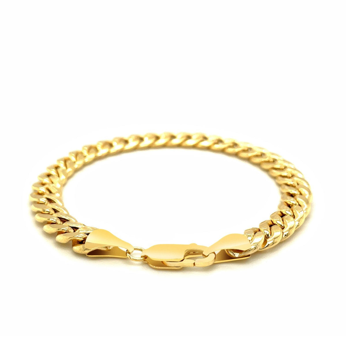 Pulsera semirrígida cubana de oro amarillo de 14k de 7.8mm