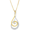 Espira 10K Two-Tone Gold Round Cut Diamond Sparkling Spiral Pendant Necklace (1/6 cttw, J-K Color, I2-I3 Clarity)