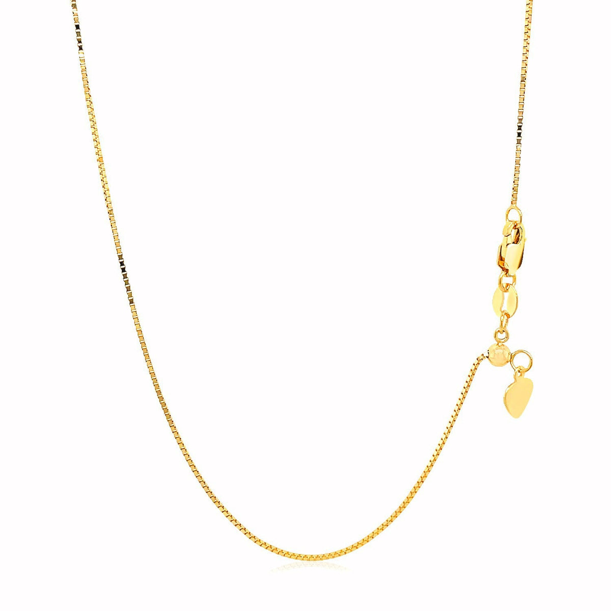 Cadena de caja ajustable de oro amarillo de 14k 0.7mm