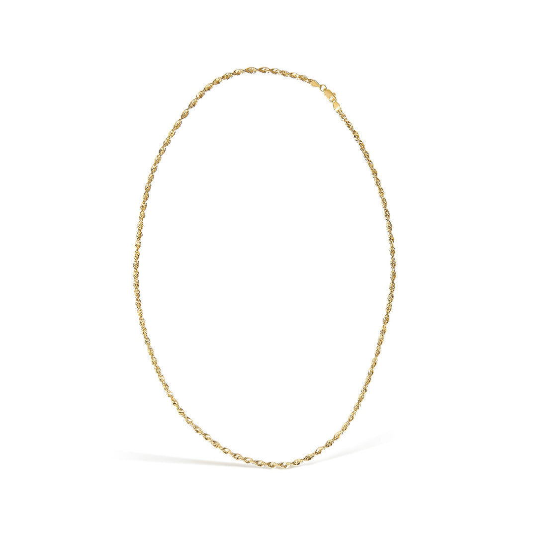 Men's Solid 10K Yellow Gold 3.2mm Light Rope Chain Necklace