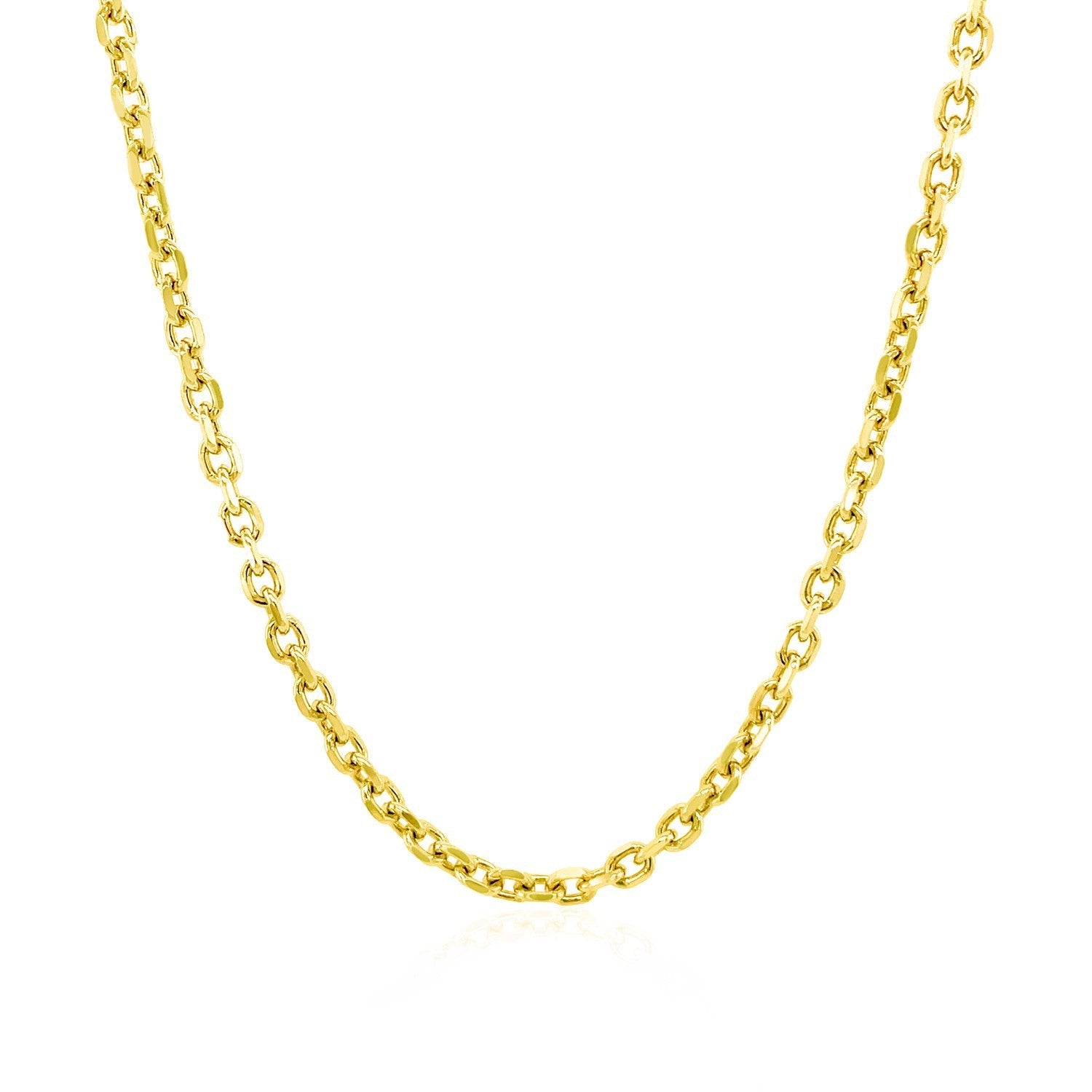 Cadena de eslabones de cable con corte de diamante de oro amarillo de 14k de 2.3 mm