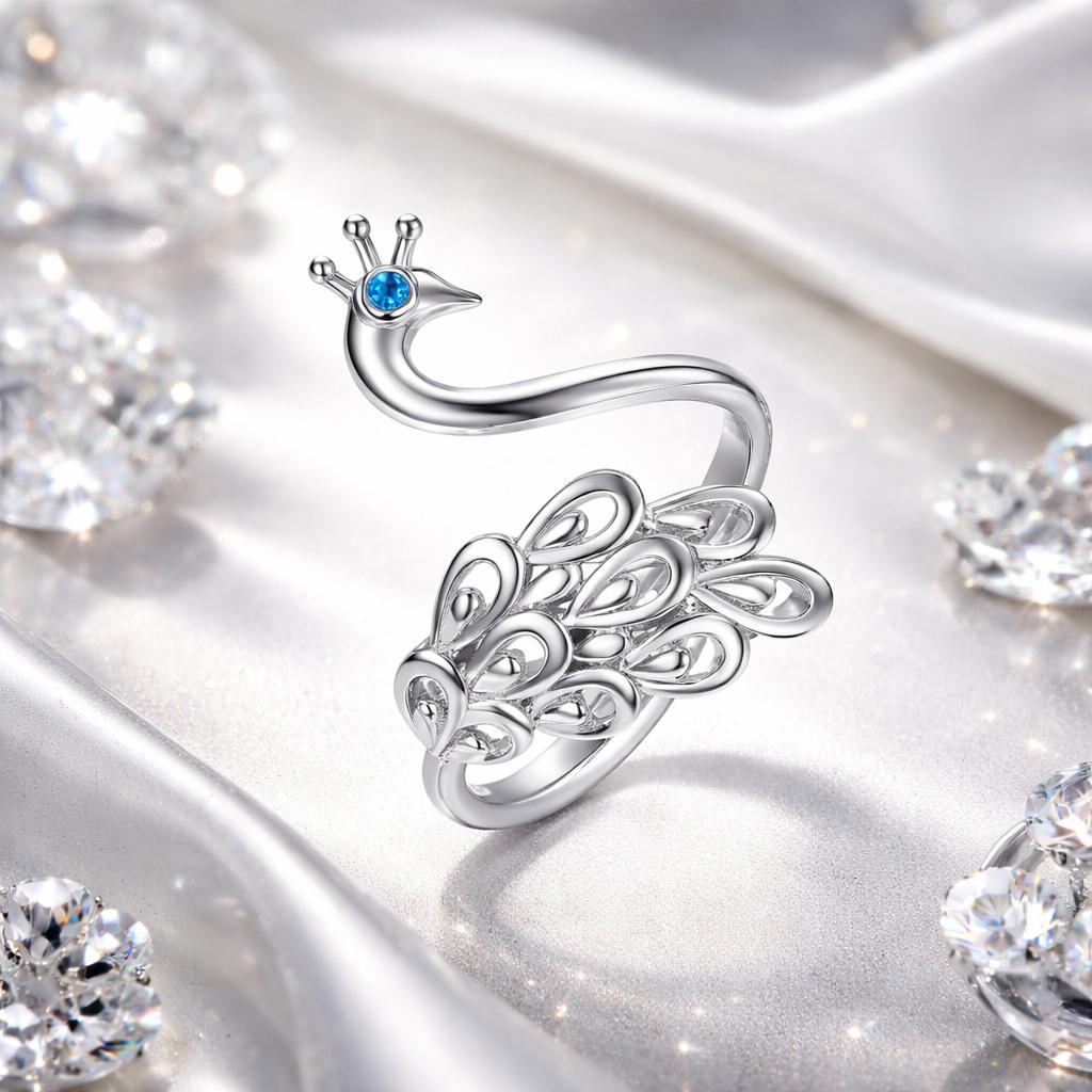 Anillo de plata de ley 925 con baño de platino, circonitas cúbicas y engaste pavé para mujer
