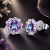 925 Sterling Silver Earrings with Pavé CZ and Enamel Process, 0.8cm, White Gold Plated for Women