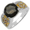 Anillo de plata esterlina .925 con cuarzo ahumado genuino y citrino de 3,78 quilates