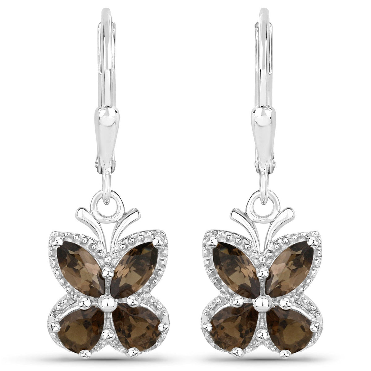 Серьги из серебра 925 пробы с натуральным раухтопазом, 2,20 карата