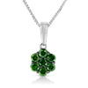 .925 Sterling Silver 1/2 Cttw Prong Set Treated Green Diamond Floral Cluster 18