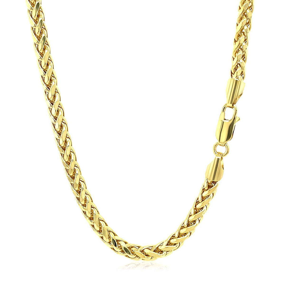 Cadena Franco redonda de oro amarillo de 14k con corte de diamante de 4.1mm