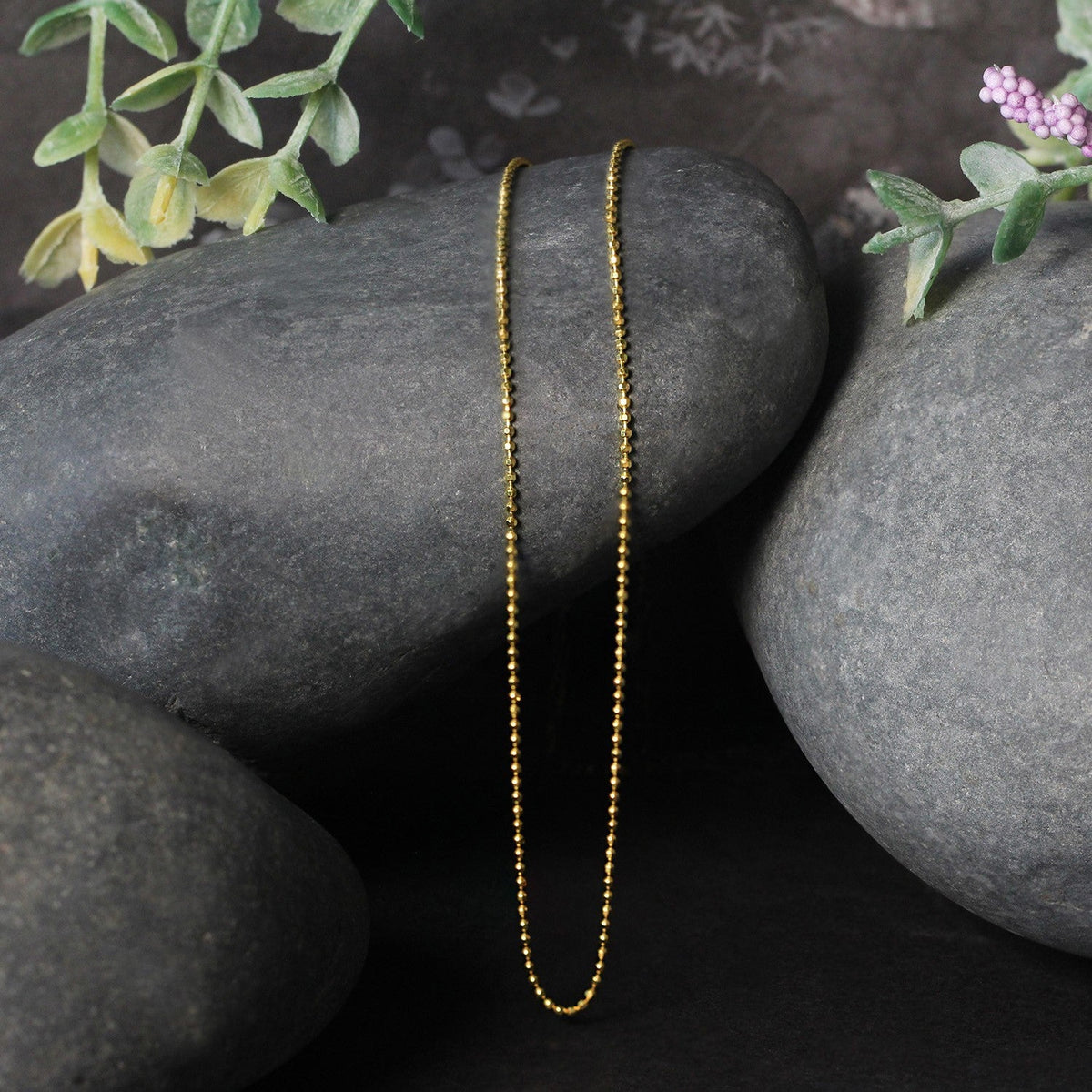 Cadena de oro amarillo de 14k de 1.0mm con cuentas facetadas