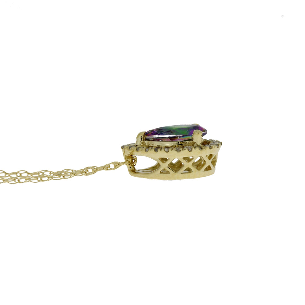 Colgantes de moda de topacio tratado y diamante, oro amarillo de 14 quilates