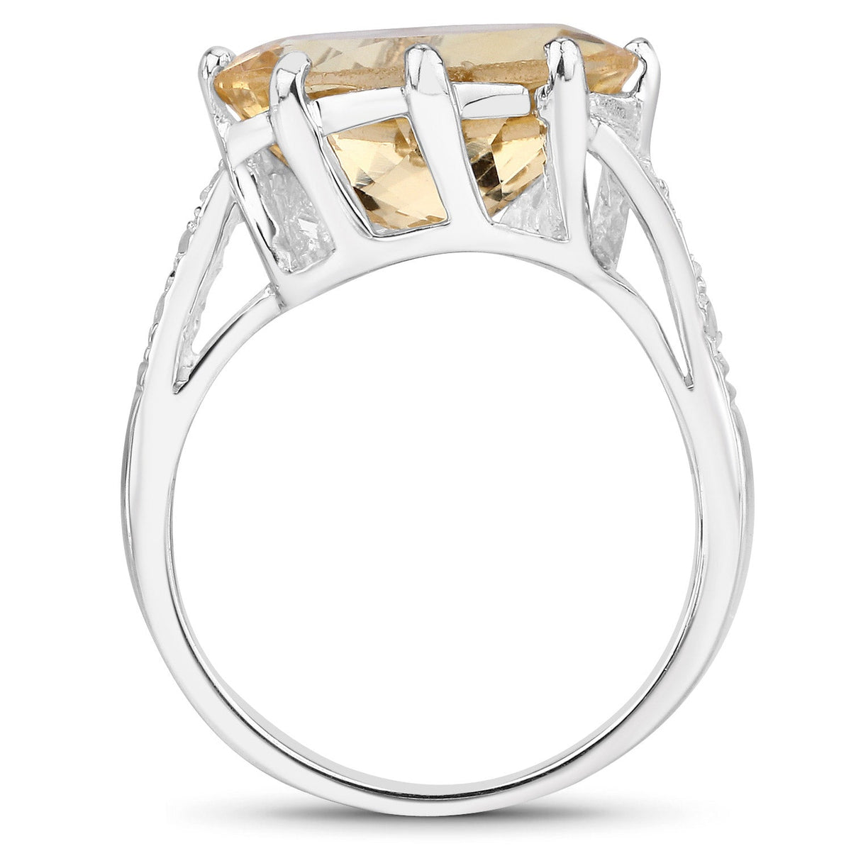Anillo de plata de ley .925 con citrino genuino de 4.63 quilates y topacio blanco