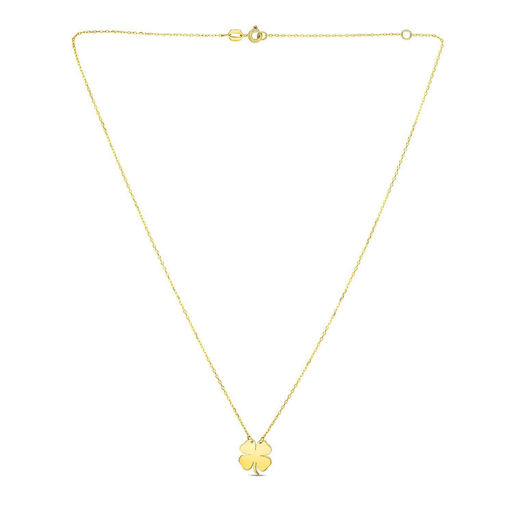 14K Yellow Gold Four Leaf Clover Necklace