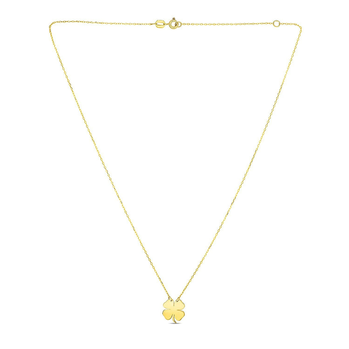 14K Yellow Gold Four Leaf Clover Necklace
