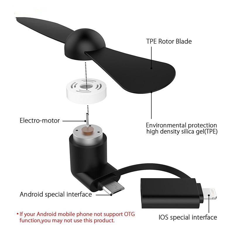 Type-C Phone Mini Fan - Low Noise, High Speed