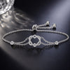 925 Sterling Silver Heart Shaped Bracelet 22CM for Women