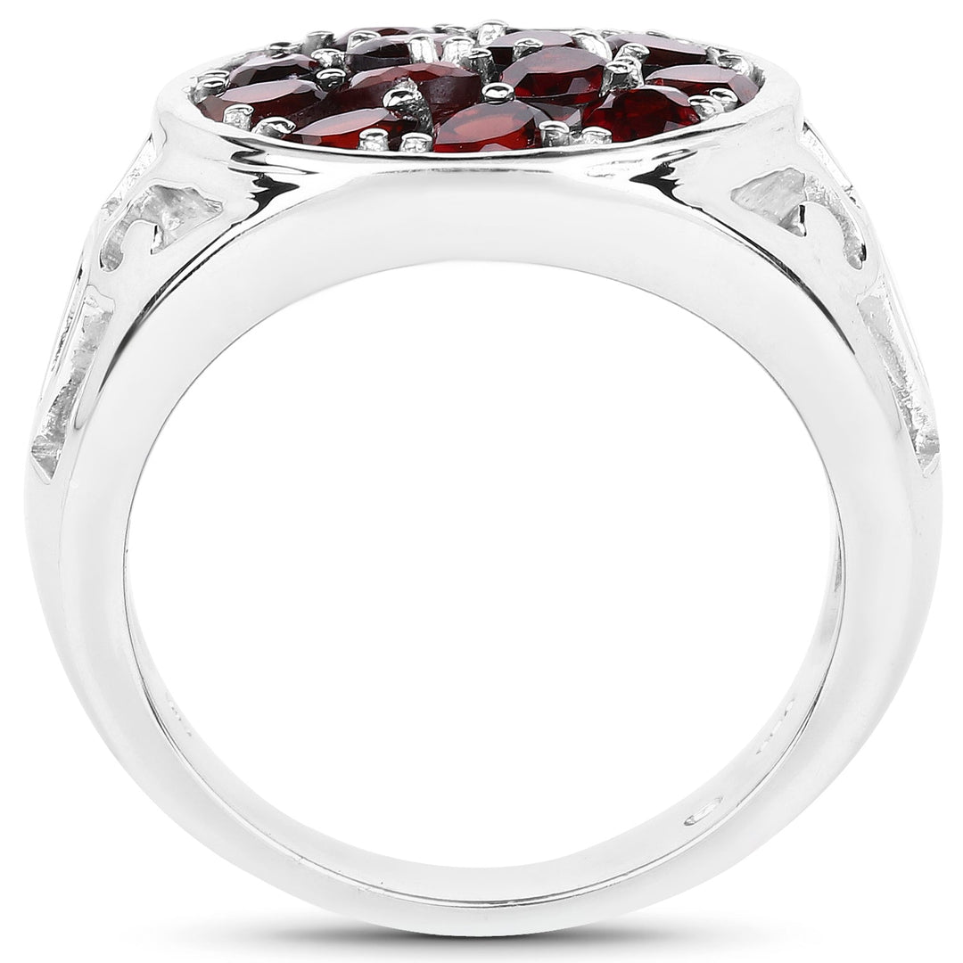 Anillo de plata de ley .925 con granate genuino de 2,34 quilates