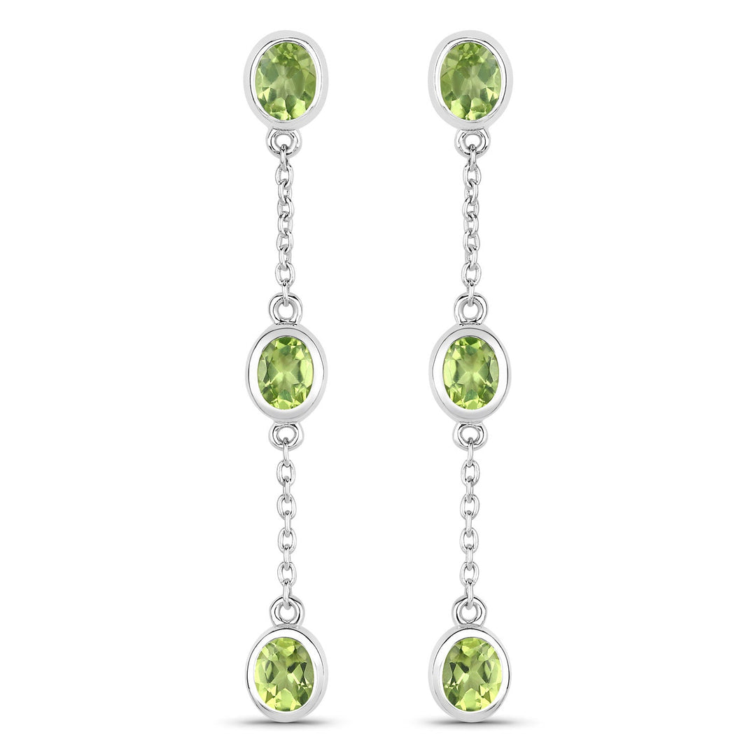 2.10 Carat Genuine Peridot .925 Sterling Silver Earrings