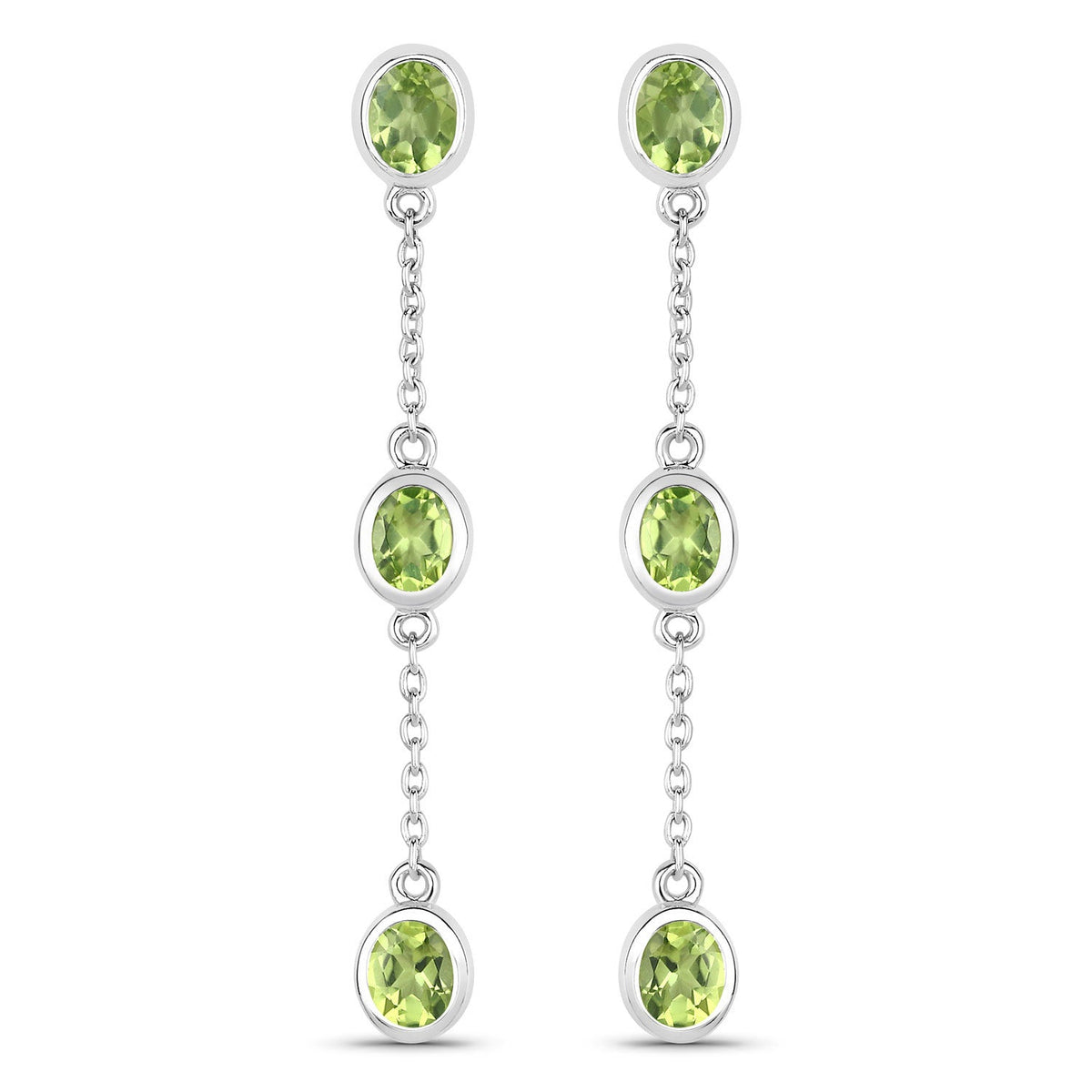 Aretes de peridoto genuino de 2.10 quilates en plata de ley .925