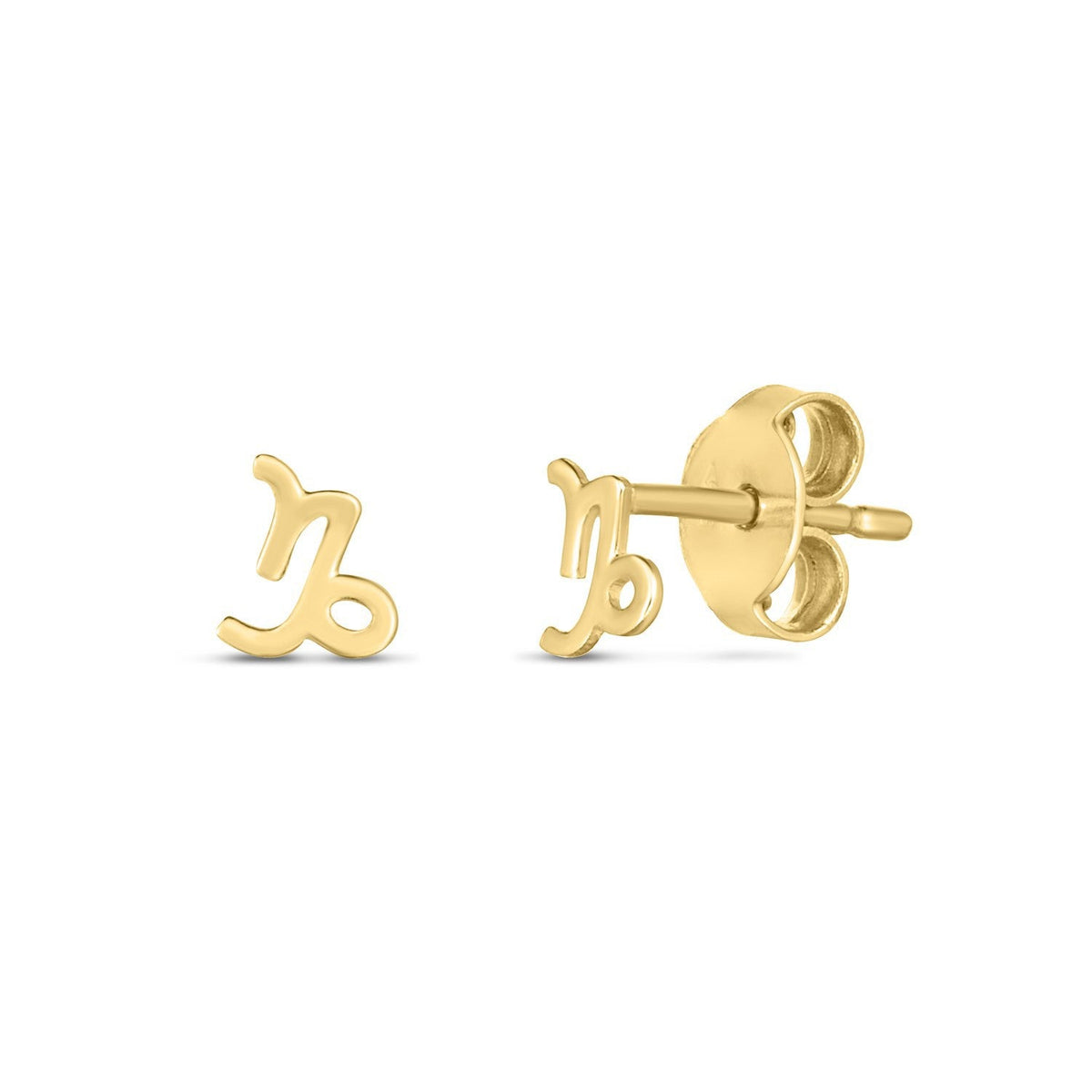 Pendientes de botón de capricornio de oro amarillo de 14 quilates