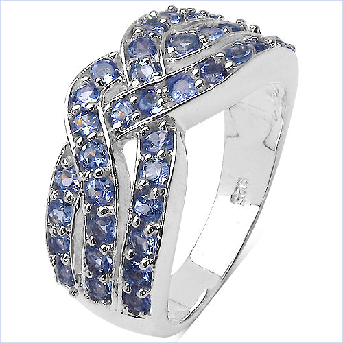 Anillo de plata de ley .925 con tanzanita genuina de 1,26 quilates