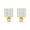 14K Yellow Gold 3-1/5 Cttw Princess Cut Diamond Â¾ Square Invisible Set Grid Huggy Style Omega Back Stud Earrings (G-H Color, VS1-VS2 Clarity)