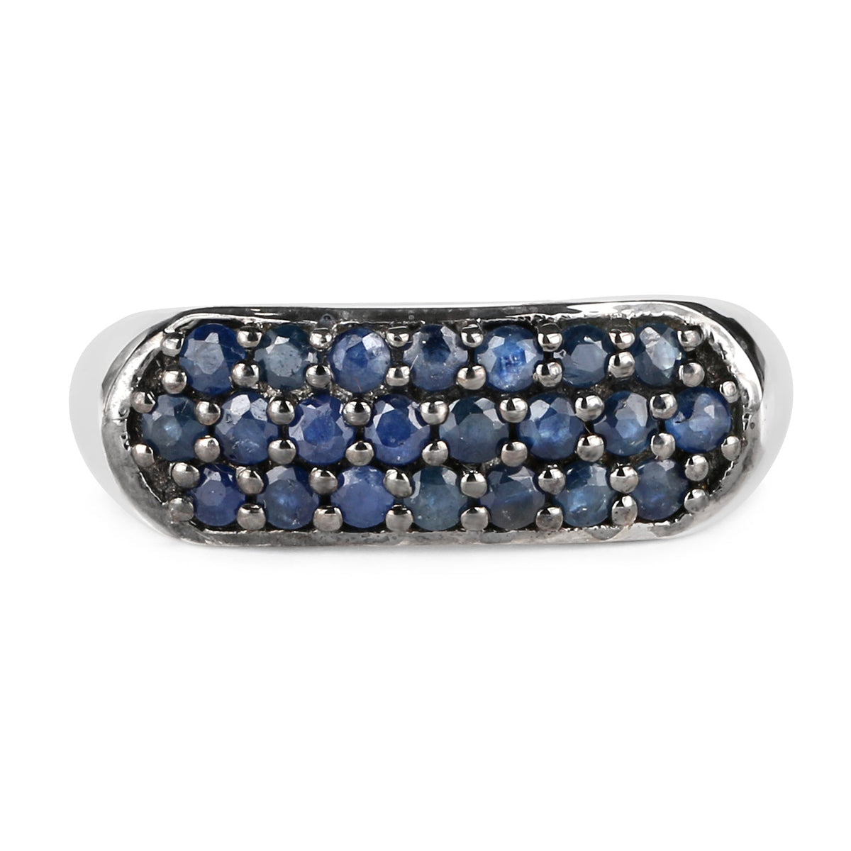 Anillo de plata de ley .925 con zafiro azul auténtico de 0.99 quilates